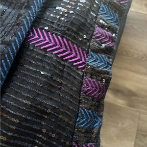 Black Sequin Skirt with Pink and Blue Accents